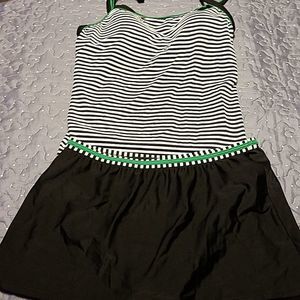 Striped Black and White Women's Tankini Swimsuit